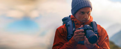Man taking pictures in the outdoors